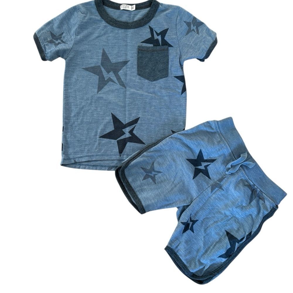 Cozii Kids Blue Star Print Organic 2-Piece Set